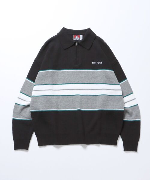 BEN DAVIS(ベンデイビス)の「【BEN DAVIS(ベンデイビス)】ROWER KNIT POLO / マルチボーダー ハーフジップ オーバーサイズ ニット ポロ(ニット/セーター・メンズ・グリーン系その他2/ブラック/ネイビー/オレンジ・LARGE/X-LARGE/MEDIUM)」の21枚目の写真
