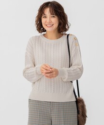 23区（ニジュウサンク）の「【洗える】ウールコード 肩ボタンケーブル柄 ニット（ニット/セーター・レディース）」