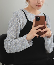フラワージャガードレースボートネックトップス