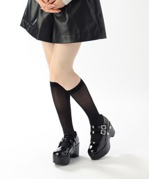 ハート付きダブルベルト厚底パンプス