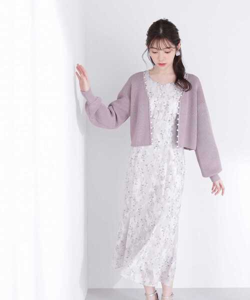 PROPORTION BODY DRESSING(プロポーションボディドレッシング)の「ショート丈パール片畦カーディガン / 1213174200(カーディガン/ボレロ・レディース・グレー/オフホワイト/パープル・FREE)」の16枚目の写真
