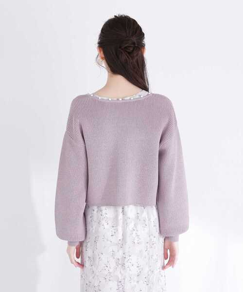 PROPORTION BODY DRESSING(プロポーションボディドレッシング)の「ショート丈パール片畦カーディガン / 1213174200(カーディガン/ボレロ・レディース・グレー/オフホワイト/パープル・FREE)」の12枚目の写真