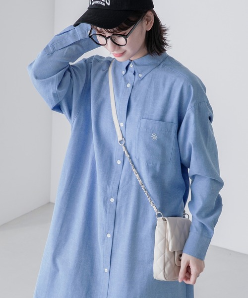 BONLECILL(ボンルシール)の「アソートワンポイント刺繍ボタンダウンシャツワンピース(シャツワンピース・レディース・ネイビー/ブルー系/オフホワイト/ブルー/ネイビー系/ブラウン系/ブラック系・FREE)」の6枚目の写真