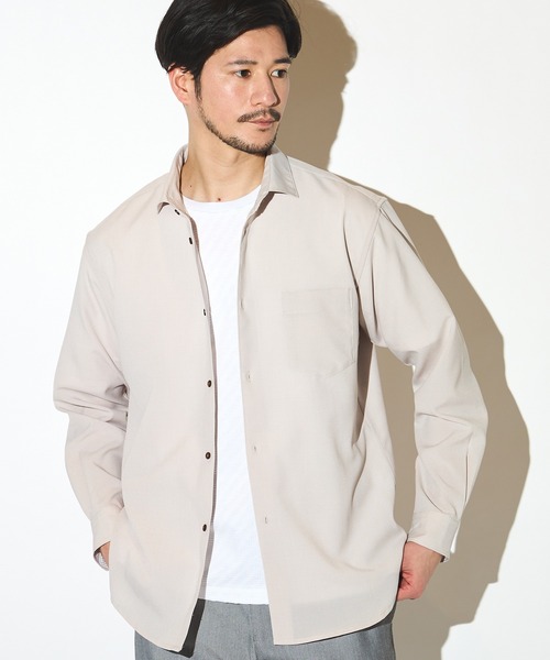 UNION STATION（ユニオンステーション）の「ポリエステルカチオンワイドカラーシャツ（シャツ/ブラウス・メンズ・ライトブルー/ホワイト/ベージュ/ネイビー・M/L/LL）」の7枚目の写真