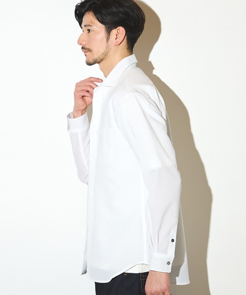 UNION STATION（ユニオンステーション）の「ポリエステルカチオンワイドカラーシャツ（シャツ/ブラウス・メンズ・ライトブルー/ホワイト/ベージュ/ネイビー・M/L/LL）」の8枚目の写真