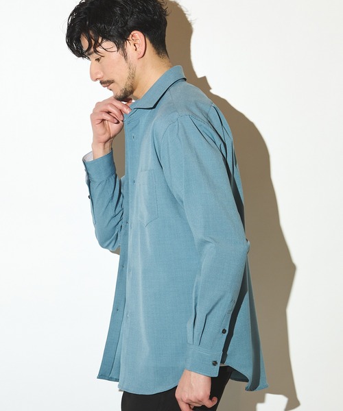 UNION STATION（ユニオンステーション）の「ポリエステルカチオンワイドカラーシャツ（シャツ/ブラウス・メンズ・ライトブルー/ホワイト/ベージュ/ネイビー・M/L/LL）」の13枚目の写真