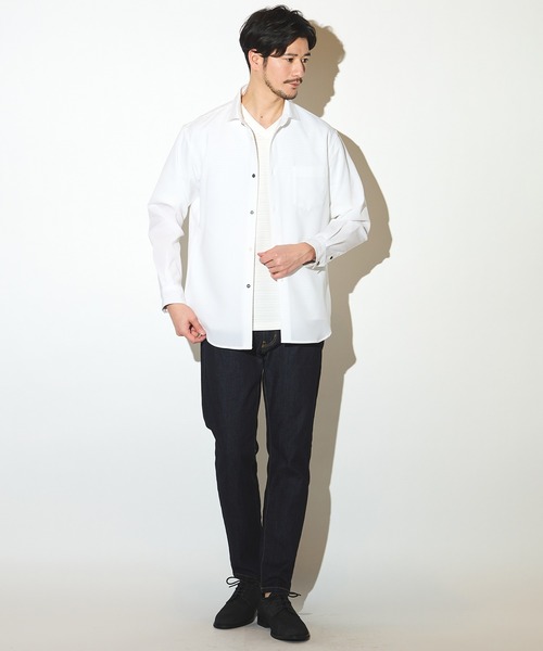 UNION STATION（ユニオンステーション）の「ポリエステルカチオンワイドカラーシャツ（シャツ/ブラウス・メンズ・ライトブルー/ホワイト/ベージュ/ネイビー・M/L/LL）」の19枚目の写真