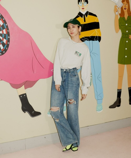 Auntie Rosa Holiday（アンティローザホリデー）の「カレッジロゴロンT（Tシャツ/カットソー・レディース・オフホワイト/ナチュラル/ホワイト/ネイビー/ライトグレー/ホワイト系/ダークブルー・FREE）」の21枚目の写真