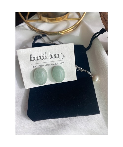 tone(トーン)の「【kapalililuna】一粒 天然石 pierce(MA)(ピアス(両耳用)・レディース・グリーン・FREE)」の5枚目の写真
