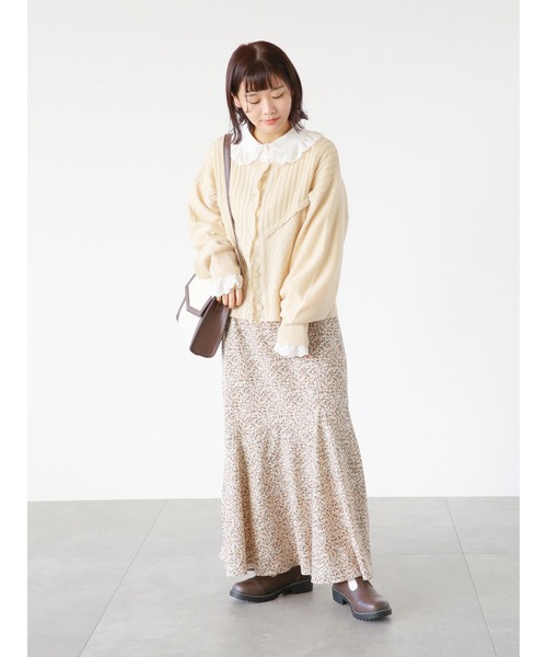 ehka sopo（エヘカソポ）の「小花柄アシンメトリーマーメイドスカート（スカート・レディース・ブラック/オフホワイト/グリーン・ﾌﾘ-）」の18枚目の写真