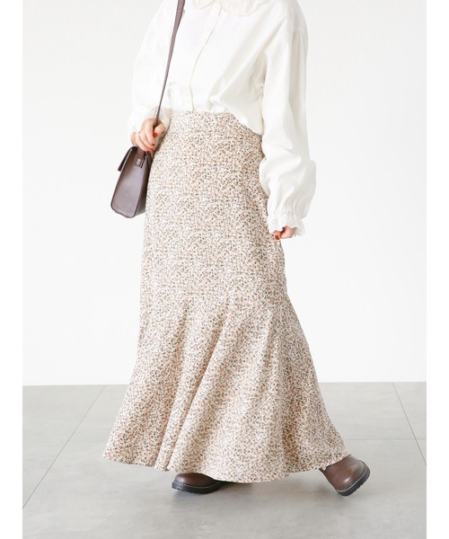 ehka sopo（エヘカソポ）の「小花柄アシンメトリーマーメイドスカート（スカート・レディース・ブラック/オフホワイト/グリーン・ﾌﾘ-）」の22枚目の写真