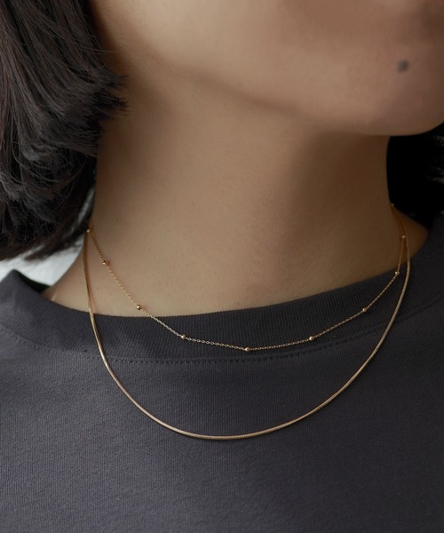 Whim Gazette（ウィムガゼット）の「【THE PAUSE】レイヤードチェーンネックレス（ネックレス・レディース・ゴールド/シルバー・FREE）」の2枚目の写真