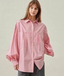 【MATURED/マチュアード】ドレープスリーブストライプシャツ