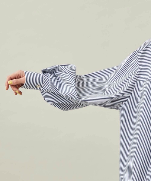 MATURED（マチュアード）の「【MATURED/マチュアード】ドレープスリーブストライプシャツ（シャツ/ブラウス・レディース・ネイビー/レッド・FREE）」の10枚目の写真