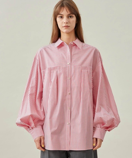 MATURED（マチュアード）の「【MATURED/マチュアード】ドレープスリーブストライプシャツ（シャツ/ブラウス・レディース・ネイビー/レッド・FREE）」の18枚目の写真