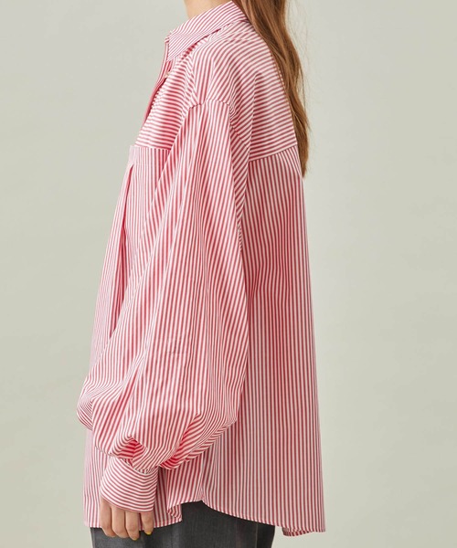 MATURED（マチュアード）の「【MATURED/マチュアード】ドレープスリーブストライプシャツ（シャツ/ブラウス・レディース・ネイビー/レッド・FREE）」の5枚目の写真