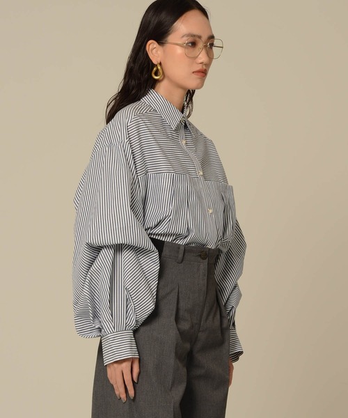 MATURED（マチュアード）の「【MATURED/マチュアード】ドレープスリーブストライプシャツ（シャツ/ブラウス・レディース・ネイビー/レッド・FREE）」の9枚目の写真