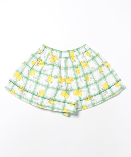 BeBe（ベベ）の「BeBe/【お揃い】コットンチェックシトロンプリントキュロットパンツ(90~140cm)（スカート・キッズ・グリーン系その他・90/120/100/110/130/140）」の7枚目の写真