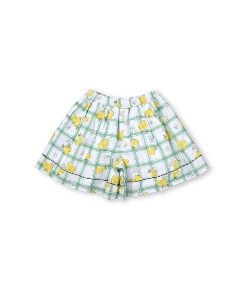 BeBe（ベベ）の「BeBe/【お揃い】コットンチェックシトロンプリントキュロットパンツ(90~140cm)（スカート・キッズ・グリーン系その他・90/120/100/110/130/140）」の9枚目の写真