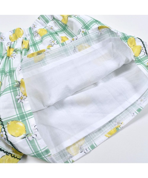 BeBe（ベベ）の「BeBe/【お揃い】コットンチェックシトロンプリントキュロットパンツ(90~140cm)（スカート・キッズ・グリーン系その他・90/120/100/110/130/140）」の12枚目の写真