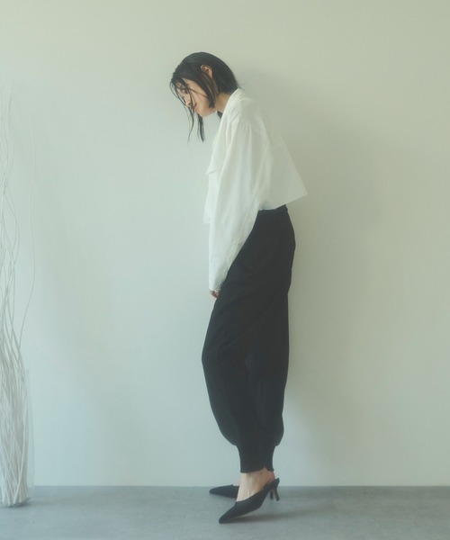 HANNE（アン）の「【セットアップ対応】カットオフクロップドシャツ（シャツ/ブラウス・レディース・ネイビー/オフホワイト・フリー）」の19枚目の写真