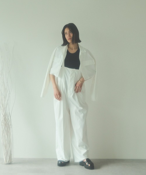 HANNE（アン）の「【セットアップ対応】カットオフクロップドシャツ（シャツ/ブラウス・レディース・ネイビー/オフホワイト・フリー）」の5枚目の写真