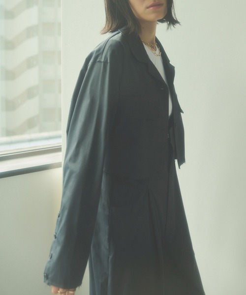 HANNE（アン）の「【セットアップ対応】カットオフクロップドシャツ（シャツ/ブラウス・レディース・ネイビー/オフホワイト・フリー）」の21枚目の写真