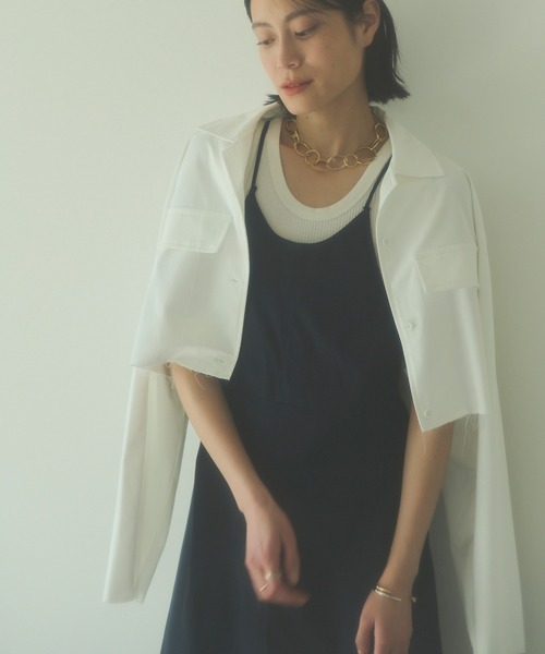 HANNE（アン）の「【セットアップ対応】カットオフクロップドシャツ（シャツ/ブラウス・レディース・ネイビー/オフホワイト・フリー）」の12枚目の写真
