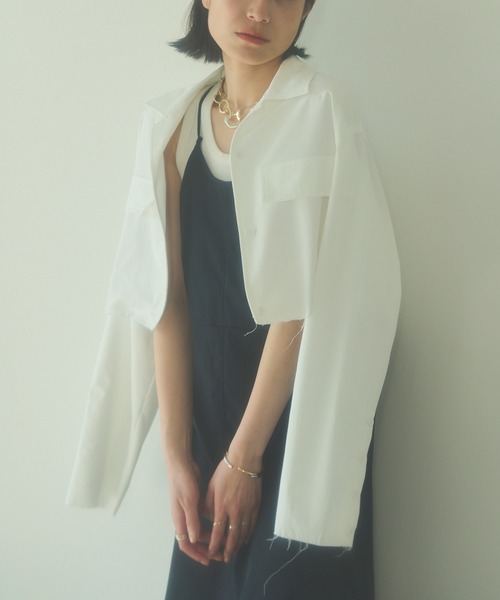 HANNE（アン）の「【セットアップ対応】カットオフクロップドシャツ（シャツ/ブラウス・レディース・ネイビー/オフホワイト・フリー）」の20枚目の写真