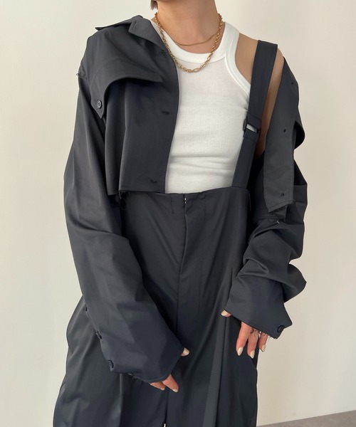 HANNE（アン）の「【セットアップ対応】カットオフクロップドシャツ（シャツ/ブラウス・レディース・ネイビー/オフホワイト・フリー）」の22枚目の写真
