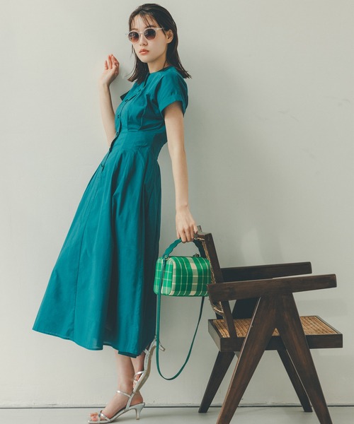 N.（N. Natural Beauty Basic）（エヌエヌナチュラルビューティーベーシック）の「◆波型ハンドルボストンショルダーバッグ（ショルダーバッグ・レディース・グリーン/アイボリー・ﾌﾘ-）」の5枚目の写真