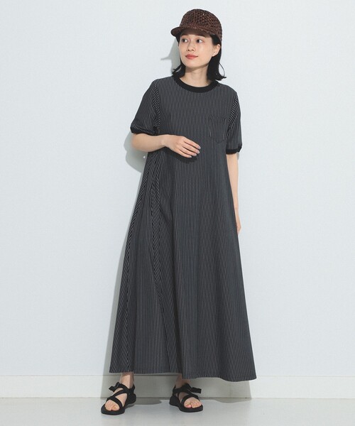 BEAMS BOY（ビームスボーイ）の「BEAMS BOY / カット ツイル マキシワンピース 23SS（ワンピース・レディース・サックスブルー/ブラック/グリーン・ONE SIZE）」の8枚目の写真