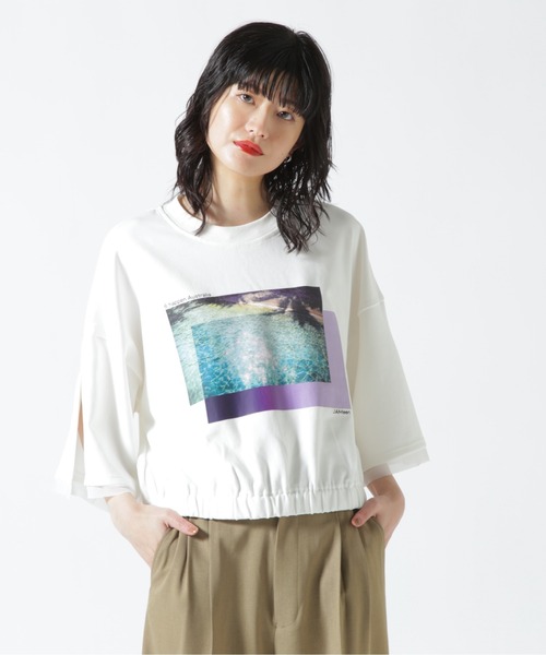ROYAL FLASH（ロイヤルフラッシュ）の「AULA AILA/アウラアイラ/別注SEA PHOTOプリントTシャツ（Tシャツ/カットソー・レディース・ブラック/ホワイト・0）」の2枚目の写真