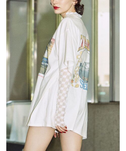 jouetie（ジュエティ）の「サーフグラフィックBIG Tシャツ【ユニセックス】（Tシャツ/カットソー・レディース・アイボリー/パープル/ブラック・MEDIUM）」の7枚目の写真