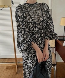 ワンピース flower patchwork volume sleeve OP 73759844b_b_03_215.jpg