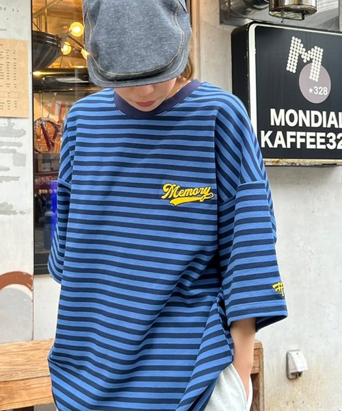 ワンポイント刺繍ボーダーTシャツ ユニセックス】ワンポイント刺繍ボーダーリンガーTシャツ