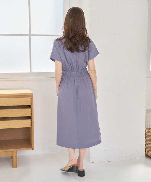 a:mure(アミュール)の「ウエストギャザーワンピース(ワンピース・レディース・ホワイト/ラベンダー・F)」の15枚目の写真