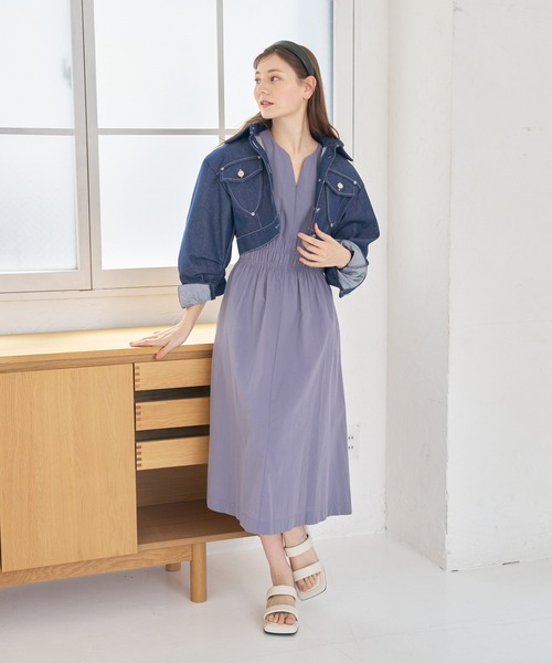 a:mure(アミュール)の「ウエストギャザーワンピース(ワンピース・レディース・ホワイト/ラベンダー・F)」の20枚目の写真