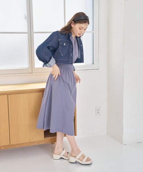 a:mure(アミュール)の「ウエストギャザーワンピース(ワンピース・レディース・ホワイト/ラベンダー・F)」の22枚目の写真