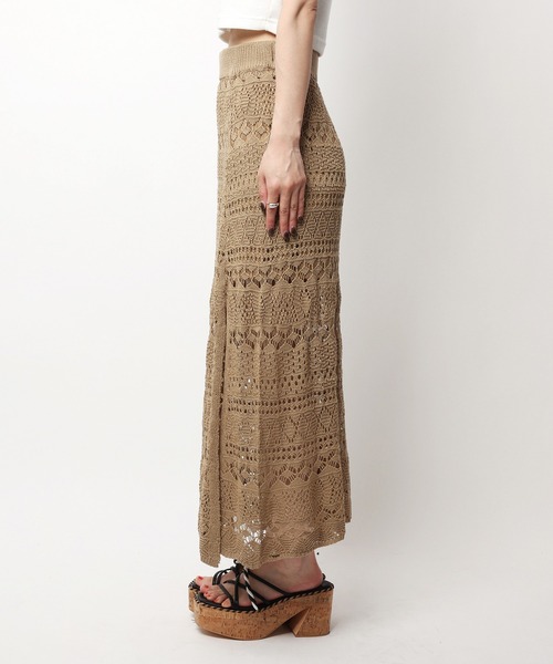 SPIRALGIRL（スパイラルガール）の「クロシェスリットスカート（スカート・レディース・ブラウン/ブラック・FREE）」の10枚目の写真