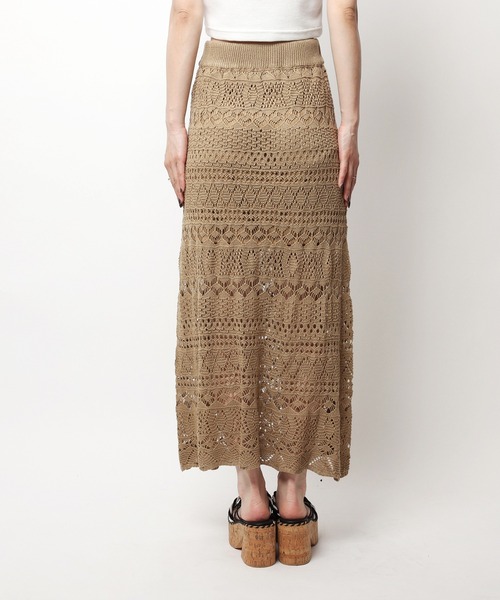 SPIRALGIRL（スパイラルガール）の「クロシェスリットスカート（スカート・レディース・ブラウン/ブラック・FREE）」の11枚目の写真