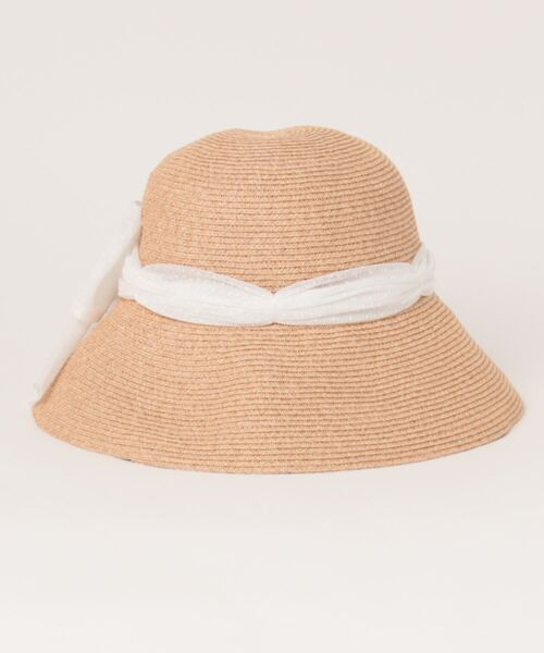 Tartine et Chocolat(タルティーヌエショコラ)の「Tartine et Chocolat/ペーパーブレード×ドットチュールリボンハット(52~56cm)(ハット・キッズ・ホワイト/ピンク/ブルー・52/54/56)」の10枚目の写真