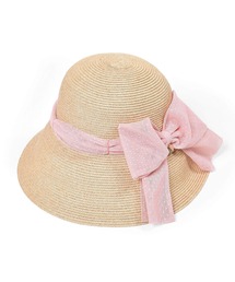 Tartine et Chocolat/ペーパーブレード×ドットチュールリボンハット(52~56cm)