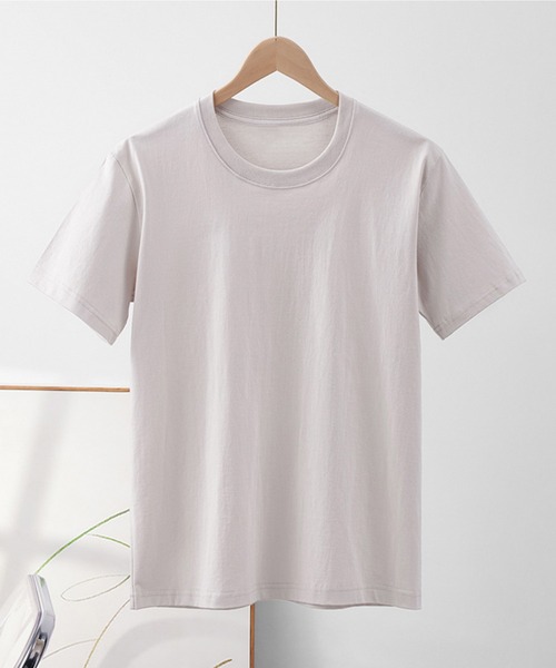 aimoha（アイモハ）の「シンプルコットンTシャツ (SS)（Tシャツ/カットソー・レディース・ホワイト/ブラック/ベージュ/グリーン/グレー・LARGE/SMALL/X-LARGE/MEDIUM/XX-LARGE）」の3枚目の写真