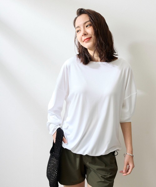 Ocean Pacific（オーシャンパシフィック）の「【OP:オーピー】レディースラッシュガード+ボードショーツ2点セット水着（水着・レディース・ホワイト/ブラック/ベージュ・MEDIUM/LARGE）」の8枚目の写真