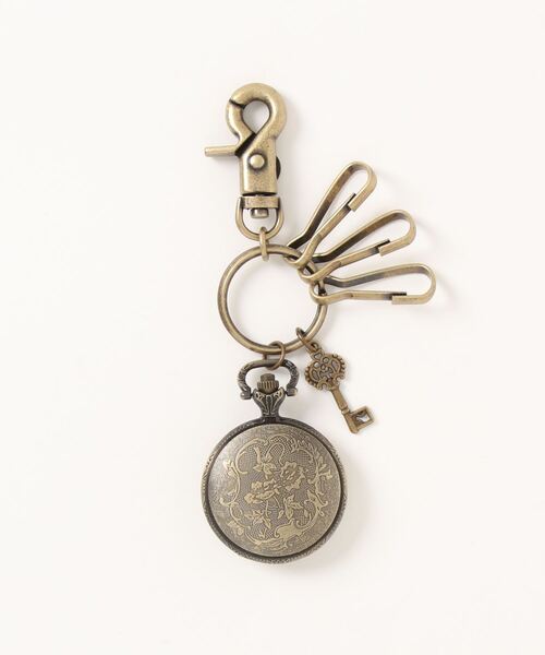 an meets zakka(アンミツザッカ)の「an meets zakka 不思議の国のアリス懐中時計カラビナキーリング(キーホルダー・メンズ・アンティークゴールド・ONE SIZE)」の2枚目の写真