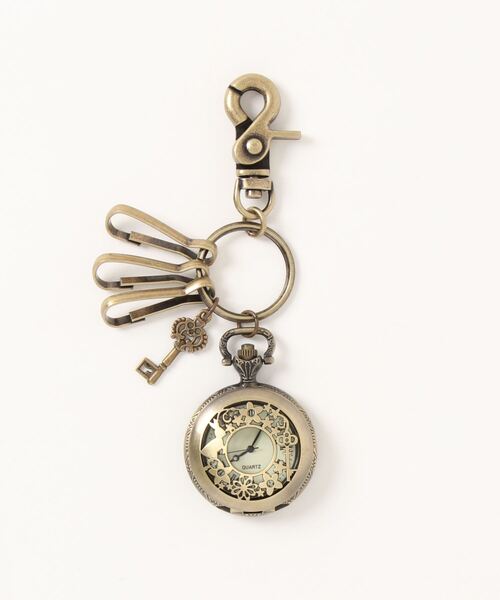 an meets zakka(アンミツザッカ)の「an meets zakka 不思議の国のアリス懐中時計カラビナキーリング(キーホルダー・メンズ・アンティークゴールド・ONE SIZE)」の4枚目の写真
