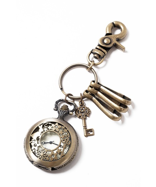 an meets zakka(アンミツザッカ)の「an meets zakka 不思議の国のアリス懐中時計カラビナキーリング(キーホルダー・メンズ・アンティークゴールド・ONE SIZE)」の5枚目の写真