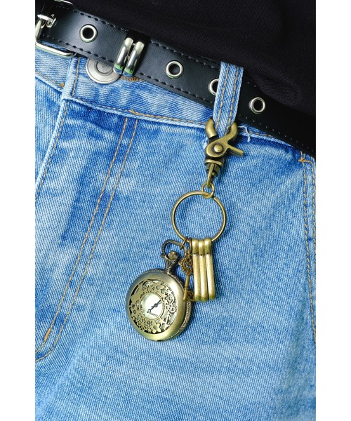 an meets zakka(アンミツザッカ)の「an meets zakka 不思議の国のアリス懐中時計カラビナキーリング(キーホルダー・メンズ・アンティークゴールド・ONE SIZE)」の7枚目の写真