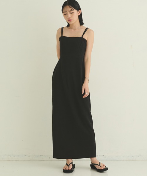 Aunt Marie's(アントマリーズ)の「カップ付きダブルストラップキャミワンピース / 手洗い可能(ワンピース・レディース・ブラック/モカ・MT/FREE)」の14枚目の写真
